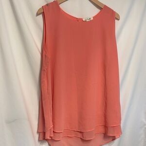 Simply Noelle Coral  Minimalist Layered Sleeveless Blouse SZ XXL.
